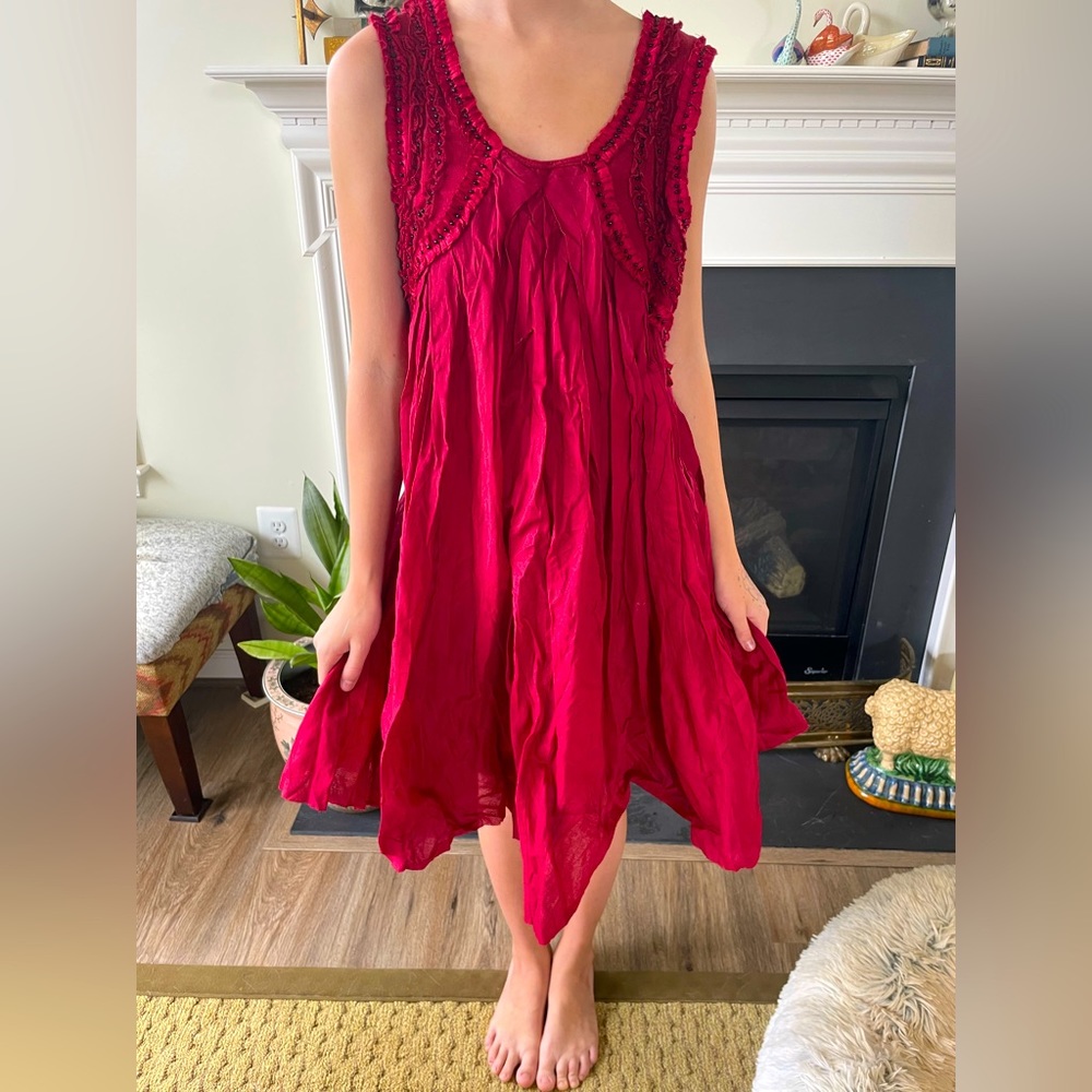 Free People Deep Red Sleeveless Mini Dress